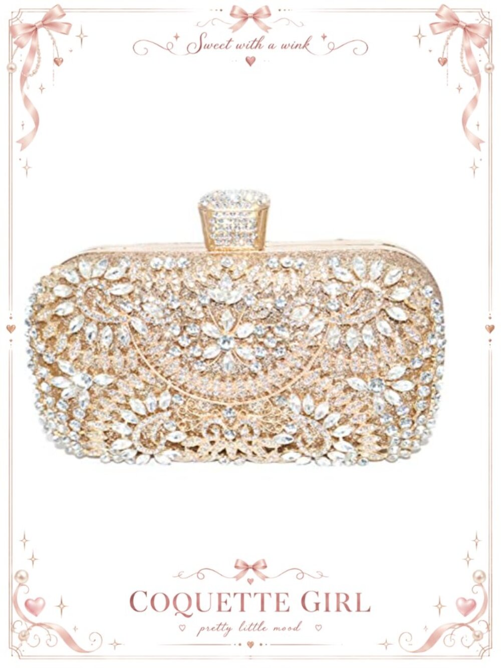 SUNSPOT Evening Clutch Purse Hard Metal Floral Diamante Formal Bag